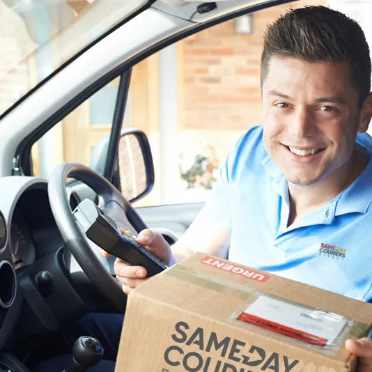 sameday couriers driver delivering
