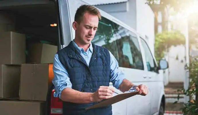 delivery man with clipboard