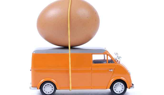 egg on toy truck