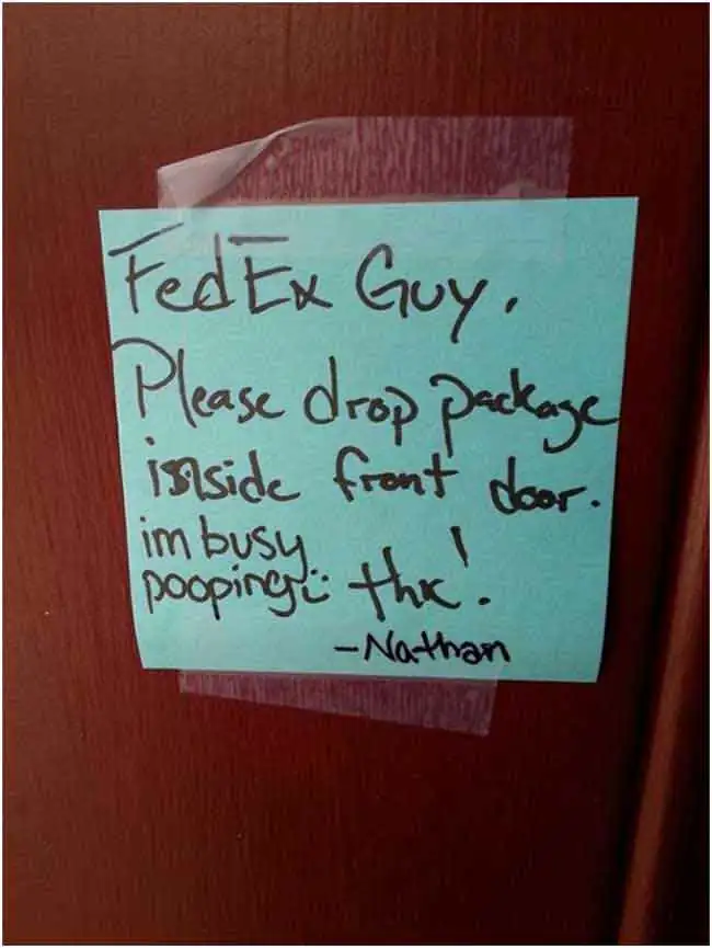 fedex guy drop package note