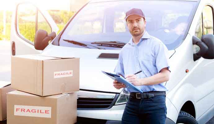 man delivering fragile items