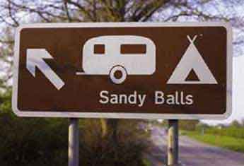 sandy balls camping sign