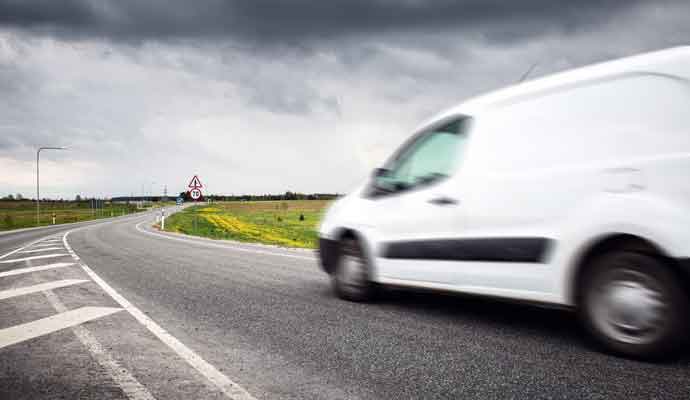 van on road