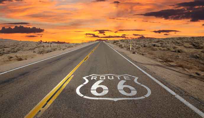 route 66 sign in road
