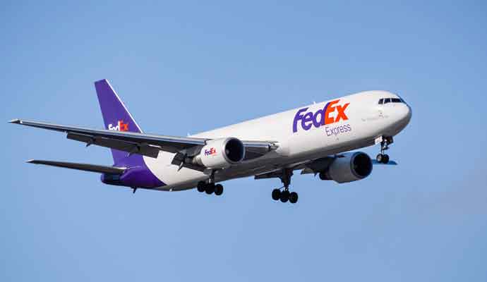 FedEx Express aircraft approaching San Jose International Airport