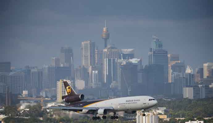 UPS plane approaching for landing at Kingsford Smith airport