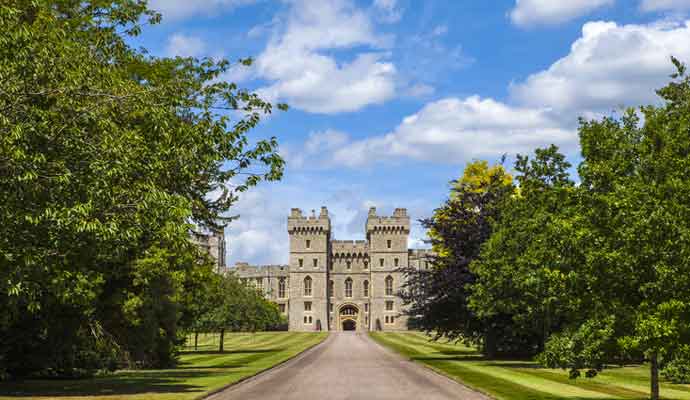 View of the entrance to Windsor Castle in Berkshire, England.