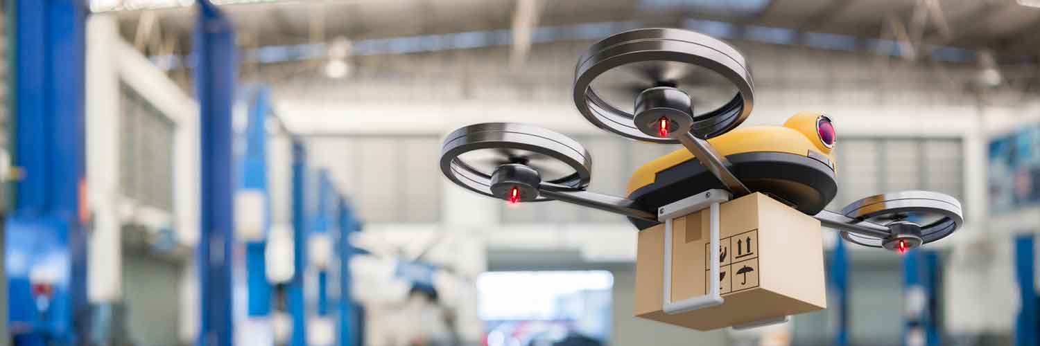 drone at same day delivery company storage house