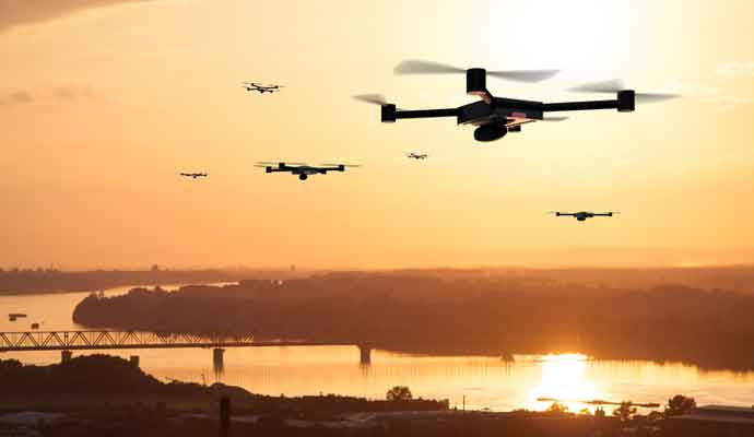 aerial fleet of drones as part of courier services near me