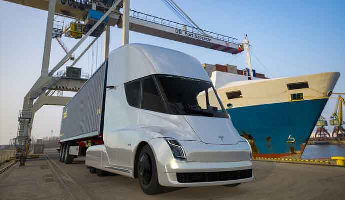 tesla semi truck supporting same day parcel delivery services
