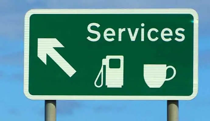 motorway sign for services
