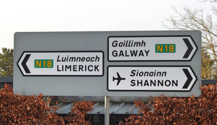 Same Day Courier Limerick shannon-airport galway road signage