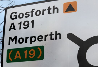 morperth road sign