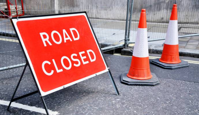 road closed sign for new plastic roads